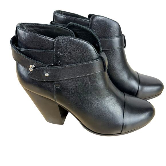 rag & bone Harrow Black Leather Booties Women's Sz 38.5 (US 8.5) New Without Box - Picture 1 of 8